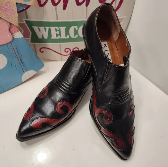 Vintage EUC 80'S NINE WEST Aviva Leather Cowgirl Slip On Ankle Booties, 🖤, 7.5 - Picture 5 of 16